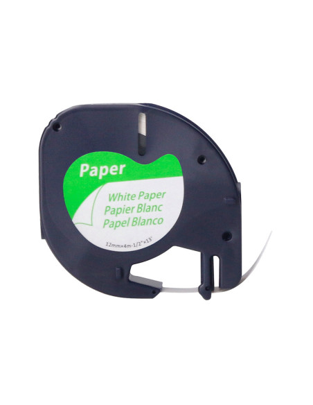 CINTA Q-CON.PAPEL 12MM X 4MT NG./BL. LETRATAG