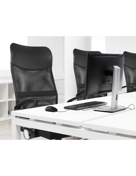 SILLA DIRECCION Q-CON.RESP.ALTO REG.ALTURA 1110+100MM PIEL Y MALLA NG