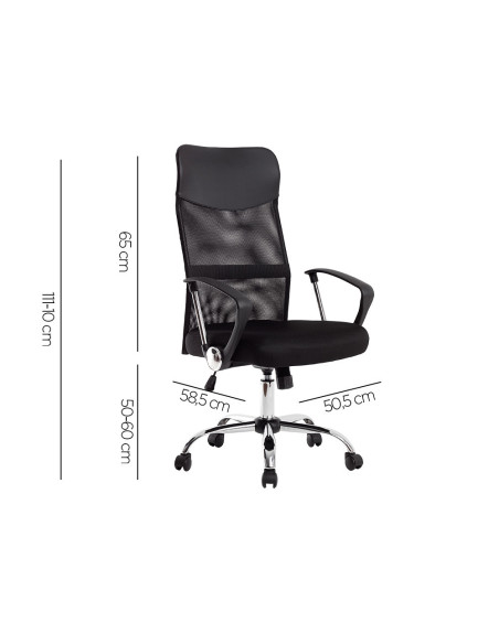 SILLA DIRECCION Q-CON.RESP.ALTO REG.ALTURA 1110+100MM PIEL Y MALLA NG