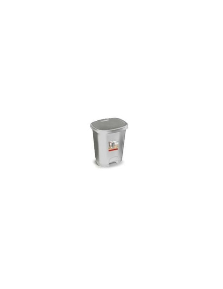 CONTENEDOR PLASTICFORTE PLAST.TAPADERA PEDAL 18LT.PLATA 330X280X405MM
