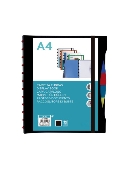 CARPETA LIDERPAPEL A4 40 FUNDAS INTERC.5 SEP Y GOMILLA LOMO PERSO.NG.