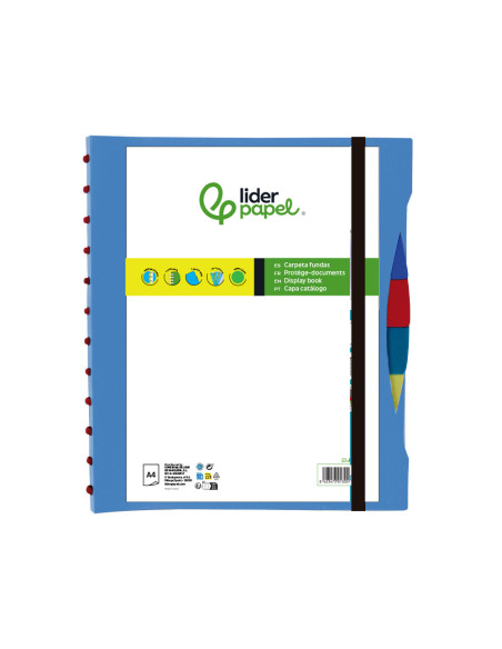CARPETA LIDERPAPEL A4 40 FUNDAS INTERC.5 SEP Y GOMILLA LOMO PERSO.AZ.