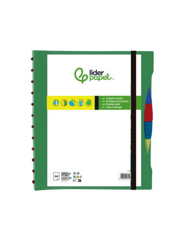 CARPETA LIDERPAPEL A4 40 FUNDAS INTERC.5 SEP Y GOMILLA LOMO PERSO.VE.