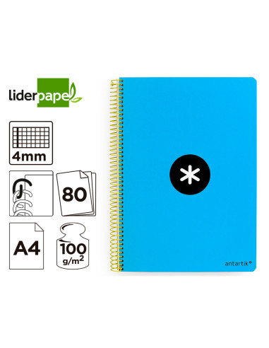 CUADERNO ESP.LIDERPAPEL A4 ANTARTIK T.DURA 80H 100GR 4MM MARGEN AZ.