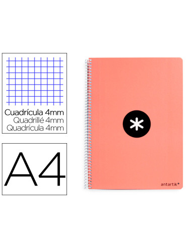 CUADERNO ESP.LIDERPAPEL A4 ANTARTIK T.DURA 80H 100GR 4MM MARGEN CORAL