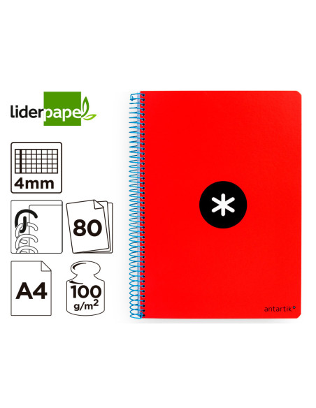 CUADERNO ESP.LIDERPAPEL A4 ANTARTIK T.DURA 80H 100GR 4MM MARGEN RJ.