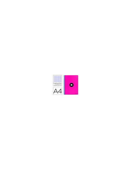 CUADERNO ESP.A4 ANTARTIK T.DURA 80H 100GR 4MM MARGEN ROSA FLUOR