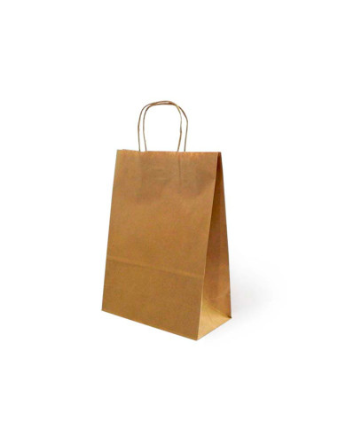 BOLSA KRAFT RECICLADO ASA RETORCIDA LISO NATURAL S 240X100X320MM