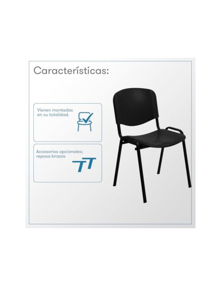 SILLA ROCADA CONFIDENTE ESTRUCTURA MET.RESPALDO ASIENTO POLIMERO NG.
