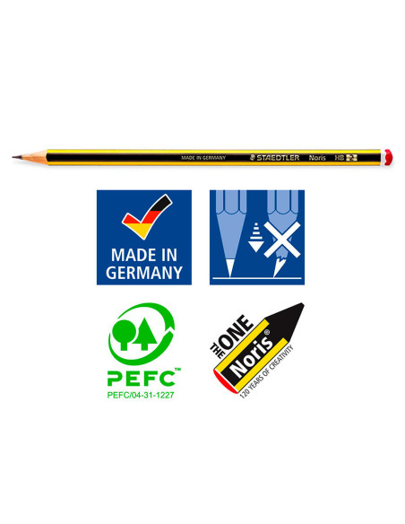 LAPICES GRAFITO STAEDTLER NORIS N.2 HB 12 UDS+AFILALAPIZ+GOMA