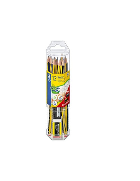 LAPICES GRAFITO STAEDTLER NORIS N.2 HB 12 UDS+AFILALAPIZ+GOMA