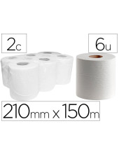 PAPEL SECAMANOS DAHI 2 CAPAS CELULOSA LISA 210MM X 150MT.PAQ 6 ROLLOS