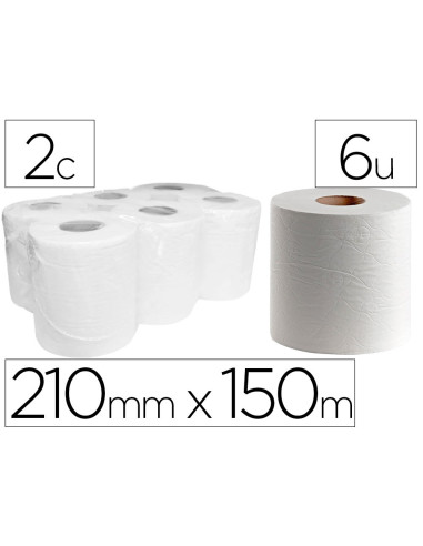 PAPEL SECAMANOS DAHI 2 CAPAS CELULOSA LISA 210MM X 150MT.PAQ 6 ROLLOS