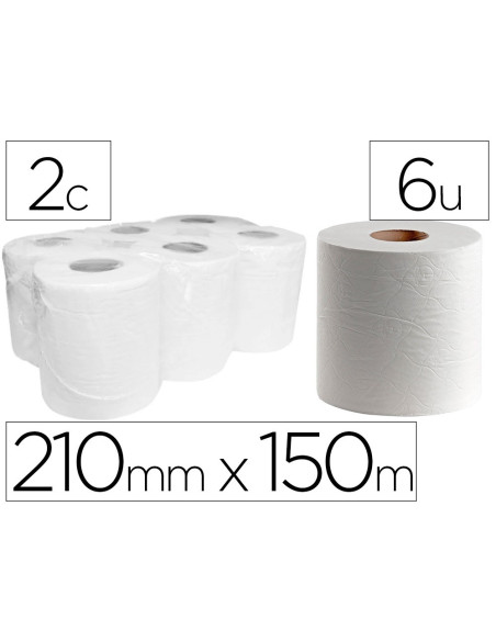 PAPEL SECAMANOS DAHI 2 CAPAS CELULOSA LISA 210MM X 150MT.PAQ 6 ROLLOS