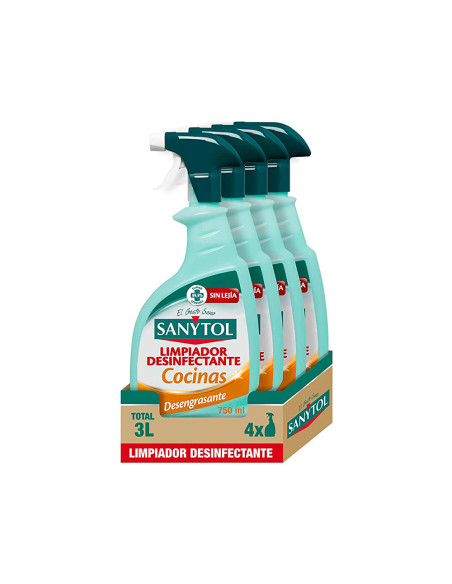 LIMPIADOR DESINFECTANTE SANYTOL COCINAS  PULVERIZADOR BOTE 750 ML