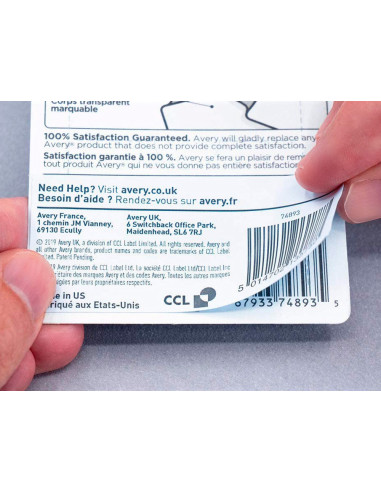 ETIQUETA ADH. AVERY PERMANENTE LASER BL.63,5X38,1MM CAJA 525 UD.