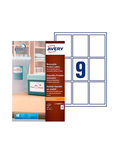 ETIQUETA ADH. AVERY REMOV.LASER TINTA BL.62X89MM