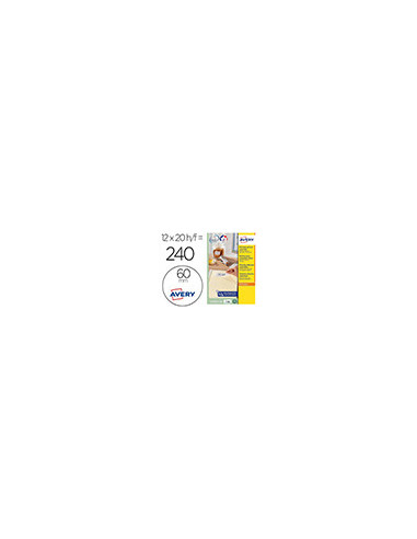 ETIQUETA ADH. AVERY BL.REDONDA REMOV.LASER TINTA 60MM