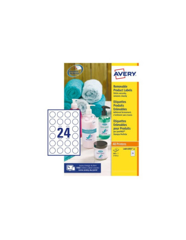 ETIQUETA ADH. AVERY BL.REDONDA REMOV.LASER TINTA 37MM