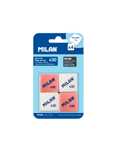 GOMA DE BORRAR MILAN MIGA DE PAN 430 CUADRADA BLISTER DE 4