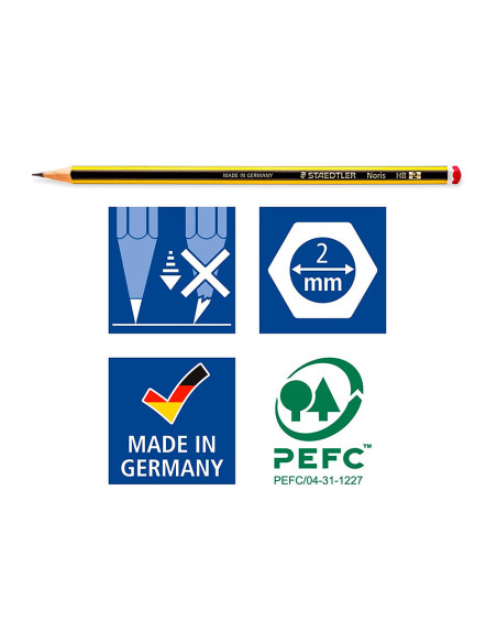 LAPICES GRAFITO STAEDTLER NORIS N.2 HB 3 UD.