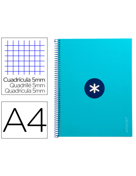 CUADERNO ESP.A4 MICRO ANTARTIK T.FORRADA 80H 90GR.5MM 1B.4 TAL.TURQ.