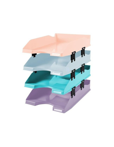 BANDEJA EXACOMPTA PLAST.AQUAREL SET 4 BAND.COMBO PASTEL 346X225X243MM