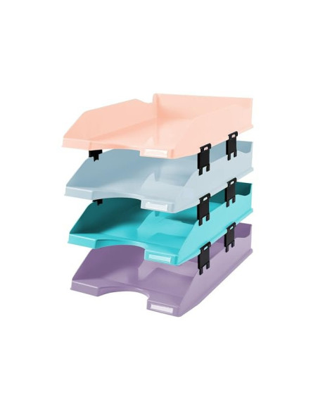 BANDEJA EXACOMPTA PLAST.AQUAREL SET 4 BAND.COMBO PASTEL 346X225X243MM
