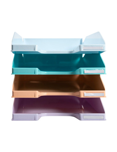 BANDEJA EXACOMPTA PLAST.AQUAREL SET 4 BAND.COMBO PASTEL 346X225X243MM