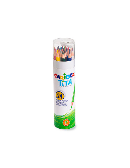 LAPICES CARIOCA TITA MINA 3MM TUBO METAL 24 SURT.+ SACAPUNTAS
