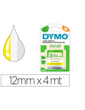 CINTA DYMO MET.LETRATAG 12X4MT PAPEL BL./ PLAST.AM./MET.PLATA PK.DE 3