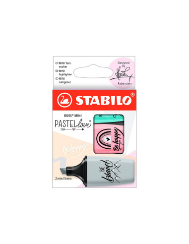 ROTULADOR STABILO BOSS MINI PASTEL LOVE  3 UD. MENTA/ROSA/TURQ.