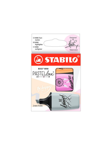 ROTULADOR STABILO BOSS MINI PASTEL LOVE  3 UD.FUC/NAR./GRIS