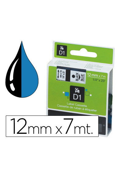 CINTA DYMO 45016 12MMX7MT NG./AZ. D1