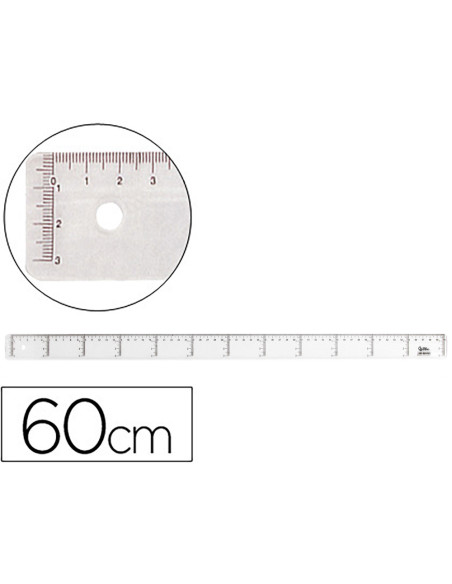 REGLA 60 CM PLASTICO CRISTAL