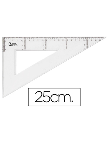 ESCUADRA 25 CM PLASTICO CRISTAL