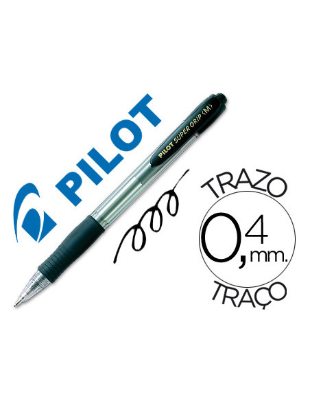 BOLIGRAFO PILOT SUPER GRIP NEGRO RETR.SUJECION CAUCHO BASE ACEITE