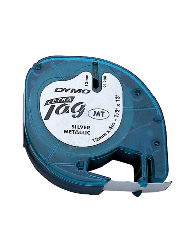 CINTA DYMO 91208 12MMX4MT NG./PLATA D1