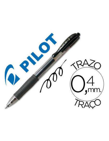 BOLIGRAFO PILOT G-2 NEGRO TINTA GEL RETR.-SUJECION CAUCHO