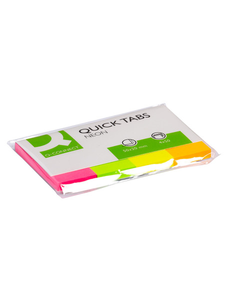 BANDERITAS SEP.Q-CONNECT 20X50 MM FLUOR PACK 4 C/40 H.