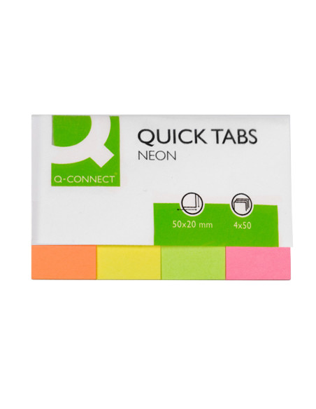 BANDERITAS SEP.Q-CONNECT 20X50 MM FLUOR PACK 4 C/40 H.