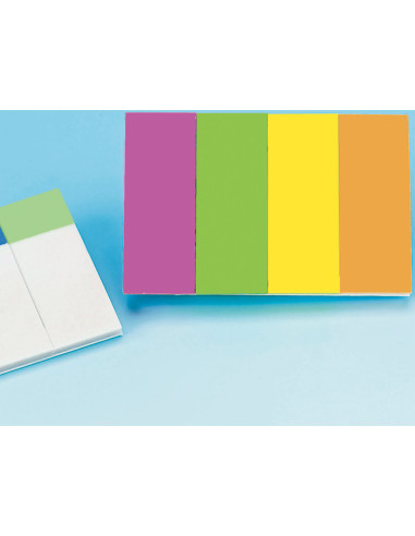 BANDERITAS SEP.Q-CONNECT 20X50 MM FLUOR PACK 4 C/40 H.