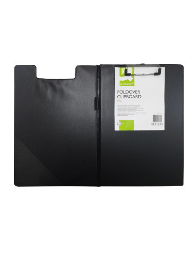 CARPETA PINZA SUPERIOR CON SOLAPA Q-CON PLASTICO DIN A4 NEGRA