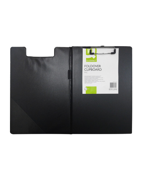 CARPETA PINZA SUPERIOR CON SOLAPA Q-CON PLASTICO DIN A4 NEGRA