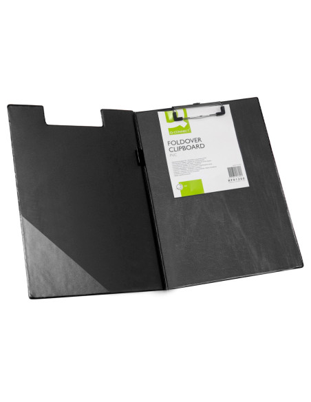 CARPETA PINZA SUPERIOR CON SOLAPA Q-CON PLASTICO DIN A4 NEGRA