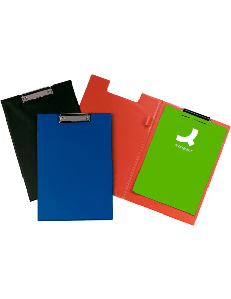 CARPETA PINZA SUPERIOR CON SOLAPA Q-CON PLASTICO DIN A4 NEGRA