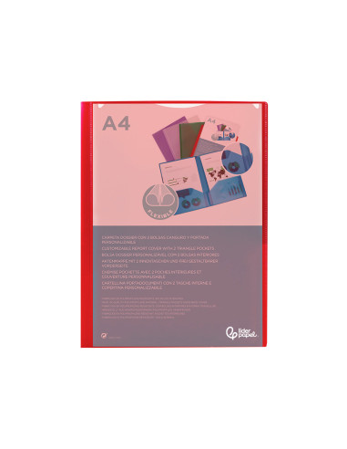 CARPETA BEAUT.DOSSIER DOS BOLSAS CANGUROS 45680 PP DIN A4 ROJA