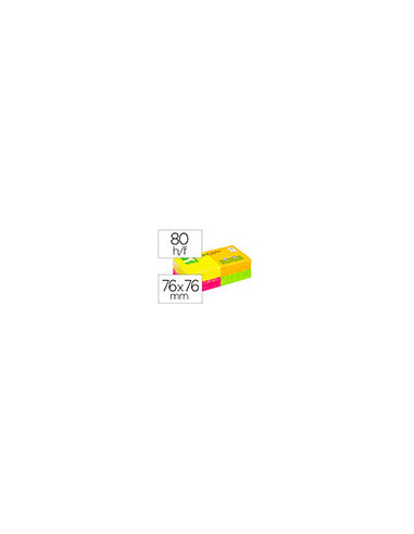 BLOC NOTAS ADH. Q-CON. 75X75MM 12UD 80H. COL. SURT. NEON