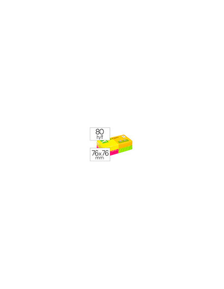 BLOC NOTAS ADH. Q-CON. 75X75MM 12UD 80H. COL. SURT. NEON
