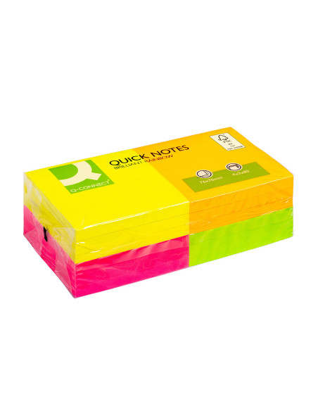 BLOC NOTAS ADH. Q-CON. 75X75MM 12UD 80H. COL. SURT. NEON
